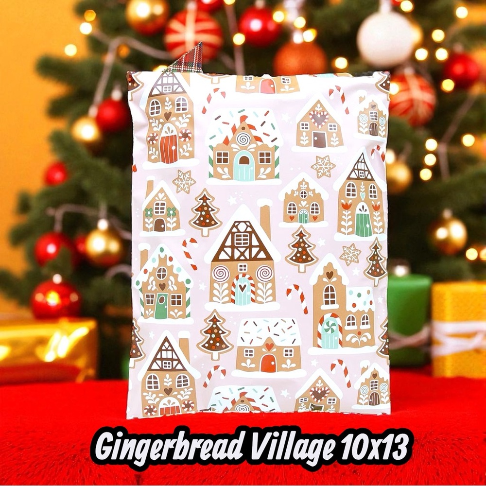 Christmas Gingerbread Village Poly Mailers 10x13 Pack of 25 - Picture 1 of 8